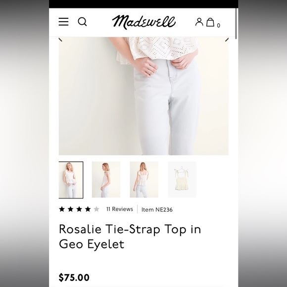 Madewell Rosalie Tie-Strap Top in Geo Eyelet - Picture 4 of 4